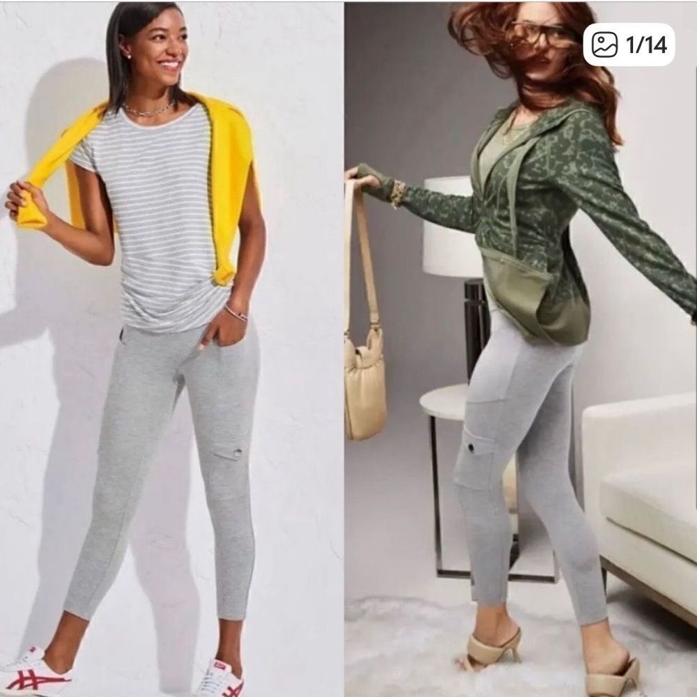 Cabi Runaway Crop Legging Light Gray Womens Medium